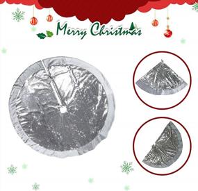 img 1 attached to 58-Inch Thick Luxury Scale Silver Sequin Christmas Tree Skirt With Gray Satin Plush Border - Double Layers Holiday Decorations For Large Trees