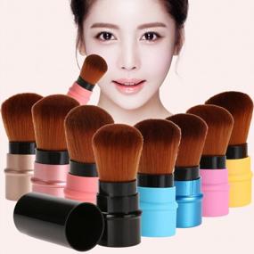 img 2 attached to Sky Blue Retractable Face Blush Brush For Flawless Makeup Application