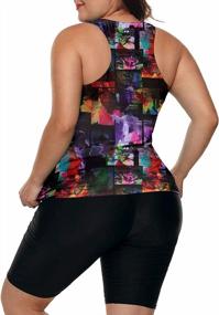 img 2 attached to Women'S Plus Size Rash Guard Capris Tankini Athletic Swimwear By LALAGEN