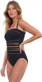 img 3 attached to Gottex Onyx Bandeau One Piece Swimsuit For Women