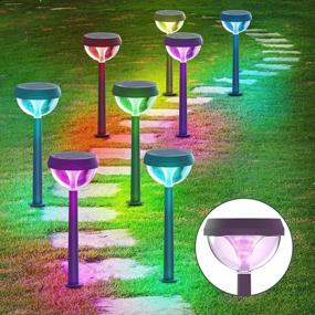 img 4 attached to Linkind Color Changing Solar Pathway Lights, Bright LED Solar Path Lights, Solar Walkway Lights Outdoor Waterproof, Adjustable Height Solar Garden Lights For Yard Decoration 4 Pack