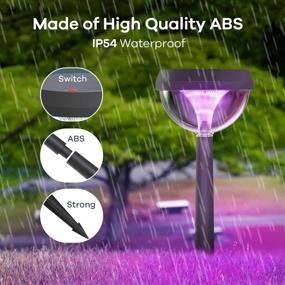 img 2 attached to Linkind Color Changing Solar Pathway Lights, Bright LED Solar Path Lights, Solar Walkway Lights Outdoor Waterproof, Adjustable Height Solar Garden Lights For Yard Decoration 4 Pack