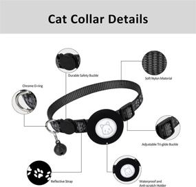 img 2 attached to 🐱 Cat Collar with Airtag Holder and Safety Buckle for Small Pets - Apple Air Tag Compatible, Reflective and Bell Equipped - 3/8" Width