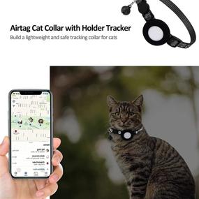 img 3 attached to 🐱 Cat Collar with Airtag Holder and Safety Buckle for Small Pets - Apple Air Tag Compatible, Reflective and Bell Equipped - 3/8" Width