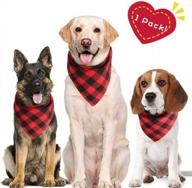 red buffalo plaid dog bandana - double-layered cotton scarf for small, medium, and large pets - thick, washable triangle bib for puppies and dogs - stylish accessory for your four-legged friend logo