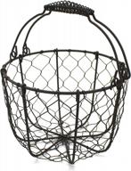 rusty primitives vintage gathering basket with swing handles - cvhomedeco round chicken wire egg fruit basket logo