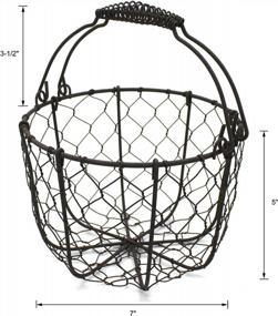 img 1 attached to Rusty Primitives Vintage Gathering Basket With Swing Handles - CVHOMEDECO Round Chicken Wire Egg Fruit Basket