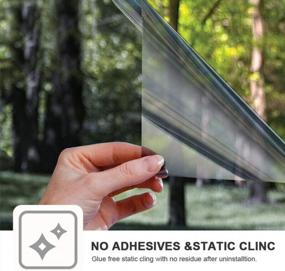 img 2 attached to 17.5 Inch X 6.5 Feet Filmgoo One Way Window Film: Non-Adhesive Static Cling Daytime Privacy, Sun Blocking Heat Control Mirror Tinting For Home Office - Black Silver