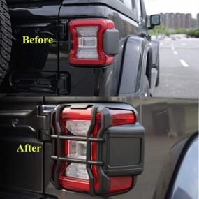 img 3 attached to Enhance Your Jeep: YOCTM Black Light Guards For LED Tail Lights - Tail Light Covers Protector Trim Compatible With Jeep Wrangler JL JLU Rubicon Sport Sahara (2018-2021)