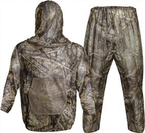 img 4 attached to Camo Mosquito Netting Suit With Hood For Outdoor Protection From Bugs And Insects