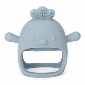 img 4 attached to Silicone Baby Teether Toy for Infants 3+ Months, BPA-Free Anti-Drop Teething Mitten for Soothing Sore Gums, Baby Chew Toys for Sucking Needs - Dusty Blue (Socub)