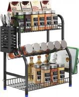 organize your kitchen with junyuan's 3-tier spice racks and multi-functional cutting board storage holder logo