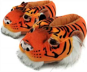 img 3 attached to Furry Friend Feet: создайте уют с тапочками Onmygogo Fuzzy Animal Tiger для детей и взрослых в этом зимнем сезоне