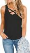 stay cool in style: women's criss cross sleeveless tank top for summer logo