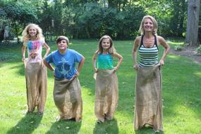 img 1 attached to Set Of 4 Burlap Potato Sack Race Bags - 24" X 40" For Outdoor Activities