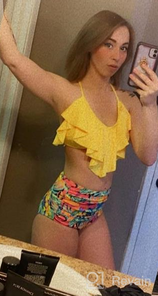 img 1 attached to 👙 SPORLIKE Tropical Print Bikini - Ruffle High-Waist Two-Piece Swimsuit with Push-Up for Women review by Jay Chowdhury