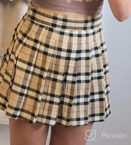 img 5 attached to WDIRARA Women'S Casual Plaid High Waist Pleated A-Line Uniform Mini Skirt