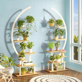 img 3 attached to Enhance Your Indoor And Outdoor Décor With GREENSTELL Half Moon Plant Stand - Multi-Tiered, Metal Shelf With Grow Light For 6 Flower Pots (2 Pack)