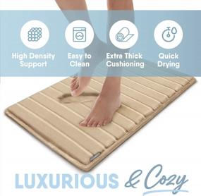 img 1 attached to SoftLux Bathroom Mats - Microdry Memory Foam Bath Mat With Extra Thickness, Super Absorbency And Quick-Dry Material, Patented Skid-Resistant Base, Washable And Measures 17 X 24 Inches In Linen.