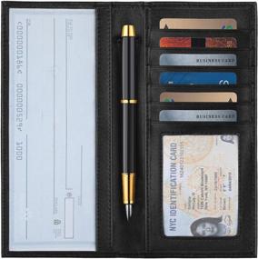 img 4 attached to Stylish And Practical Leather Checkbook Holder For Men And Women By YOOMALL