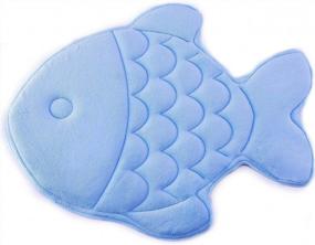 img 4 attached to Hughapy Memory Foam Bathmat: Absorbent, Slip-Resistant, And Fun Christmas Fish Design For Kids' Bathrooms