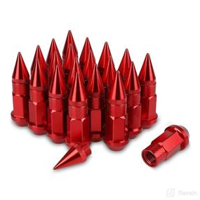 img 4 attached to 🔩 Set of 20 Aluminum Extended Tuner Lug Nuts with Wheel Spikes for Rims - M12X1.5 (Red, 60MM)