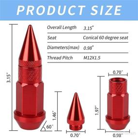 img 3 attached to 🔩 Set of 20 Aluminum Extended Tuner Lug Nuts with Wheel Spikes for Rims - M12X1.5 (Red, 60MM)