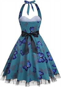 img 3 attached to 👗 Oten Vintage Polka Dot Halter Dress for Women - 1950s Floral Spring Retro Rockabilly Cocktail Swing Tea Dresses