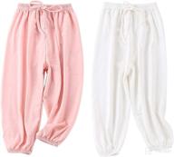 👶 bouclede baby girls long bloomers - 2 pack soft slub cotton harem pants - sizes 12m-7t логотип