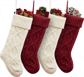 img 4 attached to 🎄 Habibee Christmas Stockings, Set of 4 - 18 Inch Large Personalized Knitted Stocking Decorations for Family Holiday