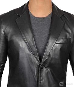 img 3 attached to 🧥 FJackets Leather Blazer For Men - Genuine Lambskin Black & Brown Casual Jacket Coats