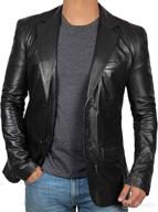 🧥 fjackets leather blazer for men - genuine lambskin black & brown casual jacket coats logo