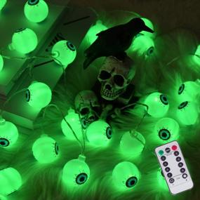 img 4 attached to 30 LED Green Halloween Eyeball String Lights With Remote, Waterproof Battery Operated Fairy Lights For Indoor/Outdoor Party, Christmas, And Halloween Decorations - 8 Modes Available - ILLUMINEW