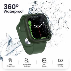img 2 attached to Waterproof Apple Watch Series 8 & 7 Screen Protector Case - Goton [2 In 1] With 360 Protective PC Face Cover, Front & Back Bumper, And Built-In Tempered Glass Accessories