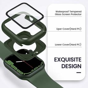 img 1 attached to Waterproof Apple Watch Series 8 & 7 Screen Protector Case - Goton [2 In 1] With 360 Protective PC Face Cover, Front & Back Bumper, And Built-In Tempered Glass Accessories