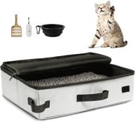 🐱 convenient and portable mumupet large travel cat litter box - includes lid and handle - leak-proof and foldable - perfect for road trips, hotel stays, and travel (20" l × 16" w × 6" h) logo