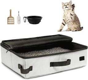 img 4 attached to 🐱 Convenient and Portable MUMUPET Large Travel Cat Litter Box - Includes Lid and Handle - Leak-Proof and Foldable - Perfect for Road Trips, Hotel Stays, and Travel (20" L × 16" W × 6" H)