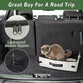 img 3 attached to 🐱 Convenient and Portable MUMUPET Large Travel Cat Litter Box - Includes Lid and Handle - Leak-Proof and Foldable - Perfect for Road Trips, Hotel Stays, and Travel (20" L × 16" W × 6" H)