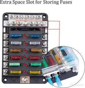 img 2 attached to Top-quality Marine Fuse Block: 12 Way Boat Fuse Panel with Negative Bus, Blade Holder, and Multi-Amp Fuses for Automotive and Vehicle Applications - 12V/24V (12 Circuit)