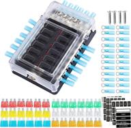 top-quality marine fuse block: 12 way boat fuse panel with negative bus, blade holder, and multi-amp fuses for automotive and vehicle applications - 12v/24v (12 circuit) logo