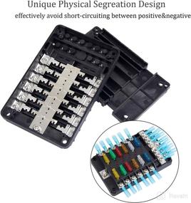 img 1 attached to Top-quality Marine Fuse Block: 12 Way Boat Fuse Panel with Negative Bus, Blade Holder, and Multi-Amp Fuses for Automotive and Vehicle Applications - 12V/24V (12 Circuit)