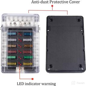img 3 attached to Top-quality Marine Fuse Block: 12 Way Boat Fuse Panel with Negative Bus, Blade Holder, and Multi-Amp Fuses for Automotive and Vehicle Applications - 12V/24V (12 Circuit)