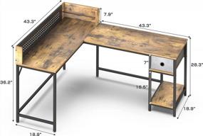 img 2 attached to 55" Industrial Computer Desk With Bookshelf - NSdirect Home Office Writing Table For Space Saving Design, Modern Simple Style Laptop Table (Rustic Brown)