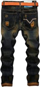 img 3 attached to Men'S Slim Fit Ripped Distressed Biker Jeans Stretch Moto Denim Pants - YTD