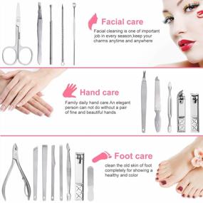 img 3 attached to Yougai 18-Piece Stainless Steel Manicure Grooming Set With Travel Case - Perfect Gift For Women And Men, Ideal Nail Care Kit In Pink