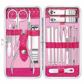 img 4 attached to Yougai 18-Piece Stainless Steel Manicure Grooming Set With Travel Case - Perfect Gift For Women And Men, Ideal Nail Care Kit In Pink