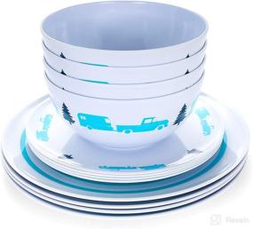 img 4 attached to Camco Campsite Dishware Set Blue 53296