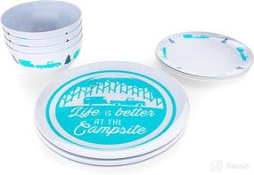 img 2 attached to Camco Campsite Dishware Set Blue 53296