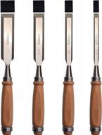 premium 4-piece wood chisel set with durable chrome vanadium steel and beech handles - ideal for woodworking! logo