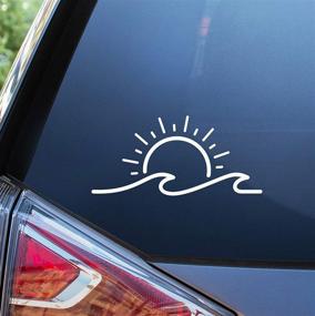 img 4 attached to 🌞 Blue Giraffe Decal - Sun & Wave 7" Car Sticker for Beach Lovers